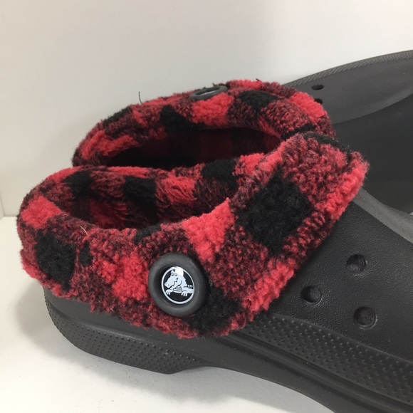 plaid lined crocs